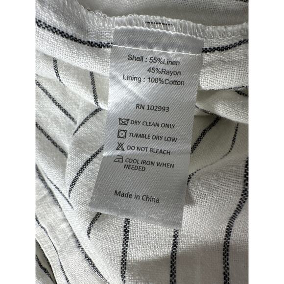 Derek Lam Maya Shirt Dress Striped Knot Waist Short Sleeve Midi Black & White 6 - Picture 11 of 12